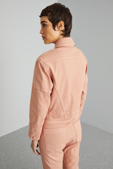 Giacca cropped in bull di cotone