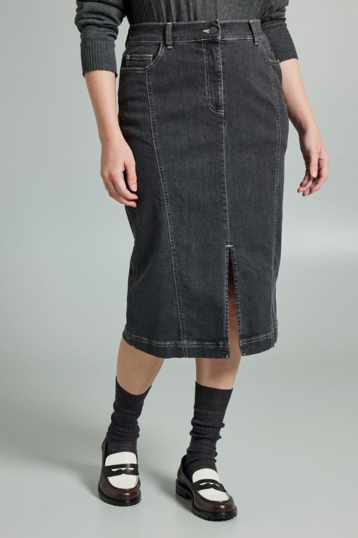 Denim skirt with slit Intrend - 3