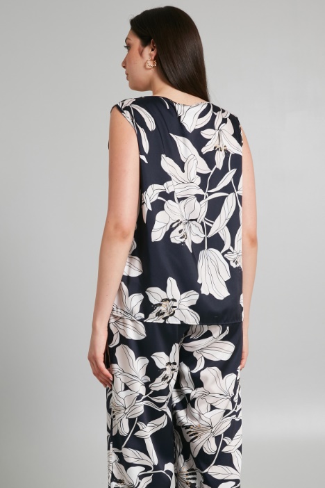 Top in twill stampato