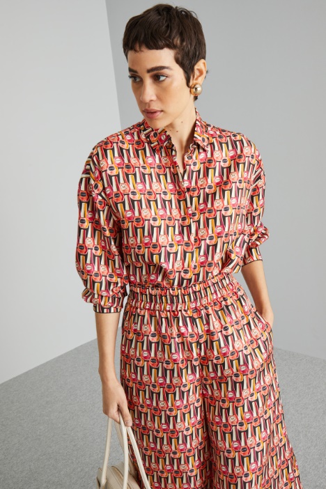 Camicia in twill a fantasia