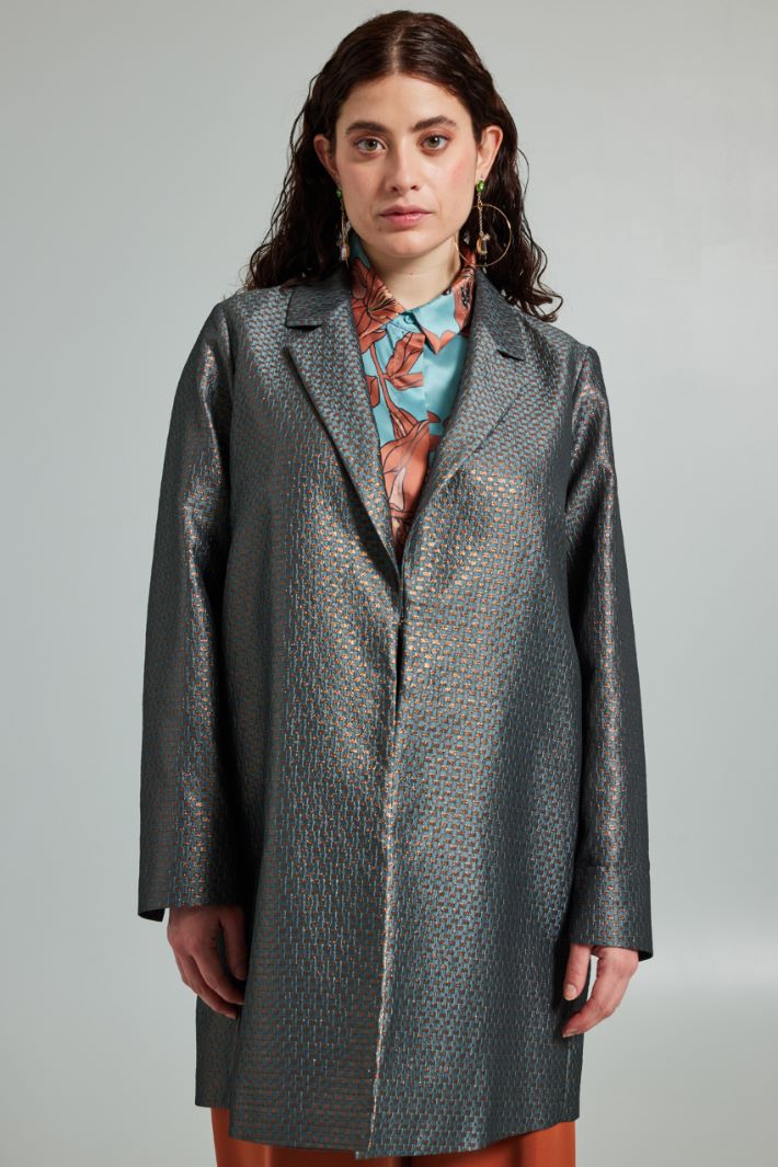 Lurex jacquard overcoat Intrend - 3