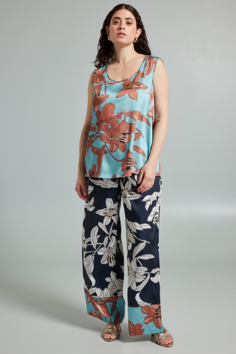 Fluid printed twill trousers Intrend