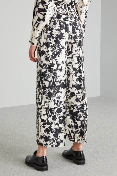 Pantaloni ampi in pura seta