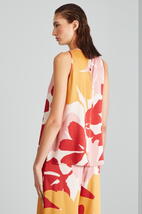 Top smanicato in twill