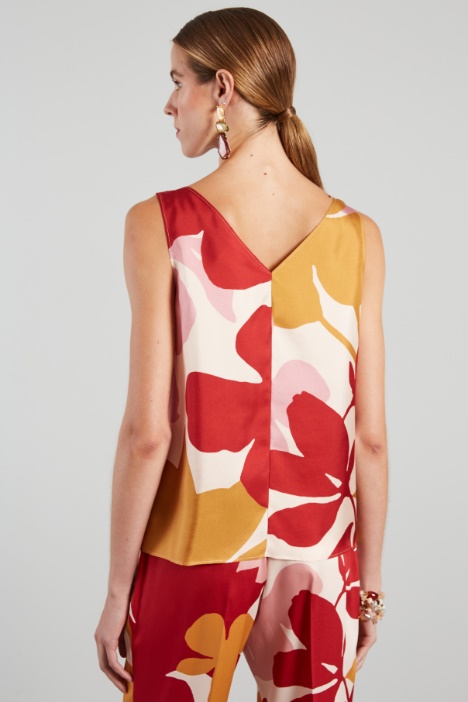 Top in twill con fiocco