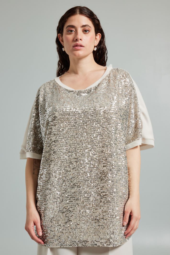 Loose fit sequin-decorated top Intrend - 3