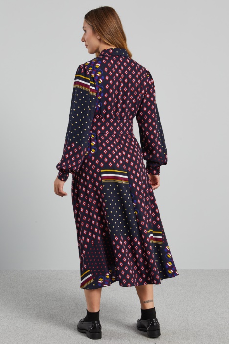 Vestido camisero de cady estampado