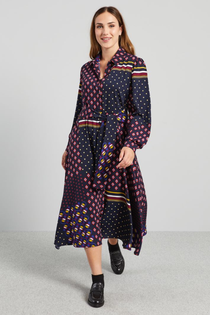 Printed cady shirt dress Intrend