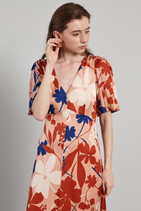 Abito lungo in raso stampato