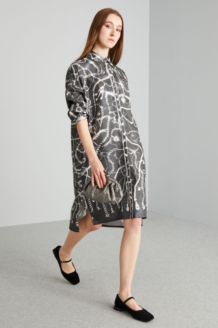 Loose pure silk shirt dress Intrend