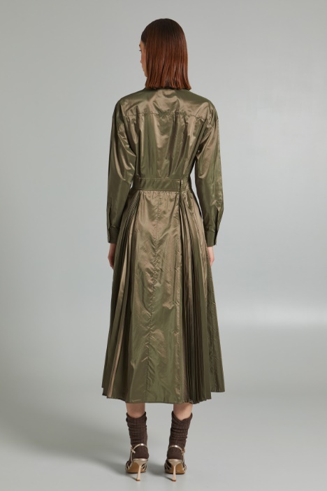 Vestido camisero de tafetán de seda