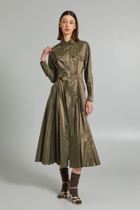 Vestido camisero de tafetán de seda