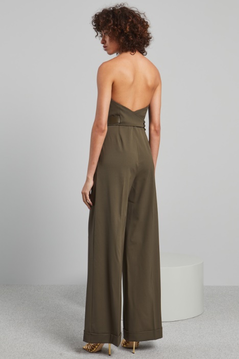 Tuta bustier in gabardina