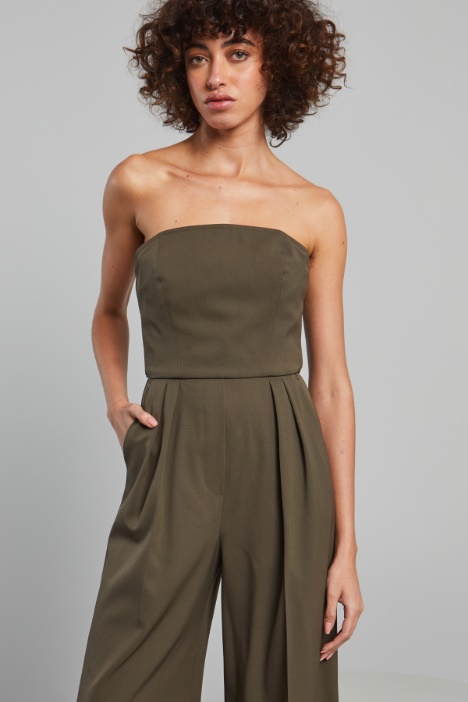 Tuta bustier in gabardina