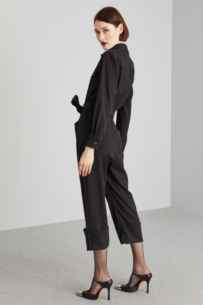 Turn-up jumpsuit in stretch gabardine Intrend - 3