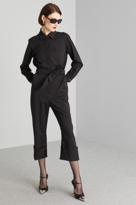 Turn-up jumpsuit in stretch gabardine Intrend