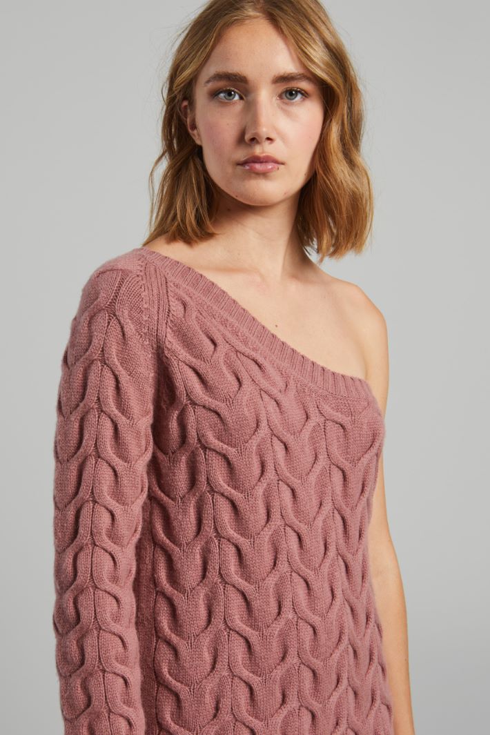 Cable knit one-shoulder dress Intrend - 4