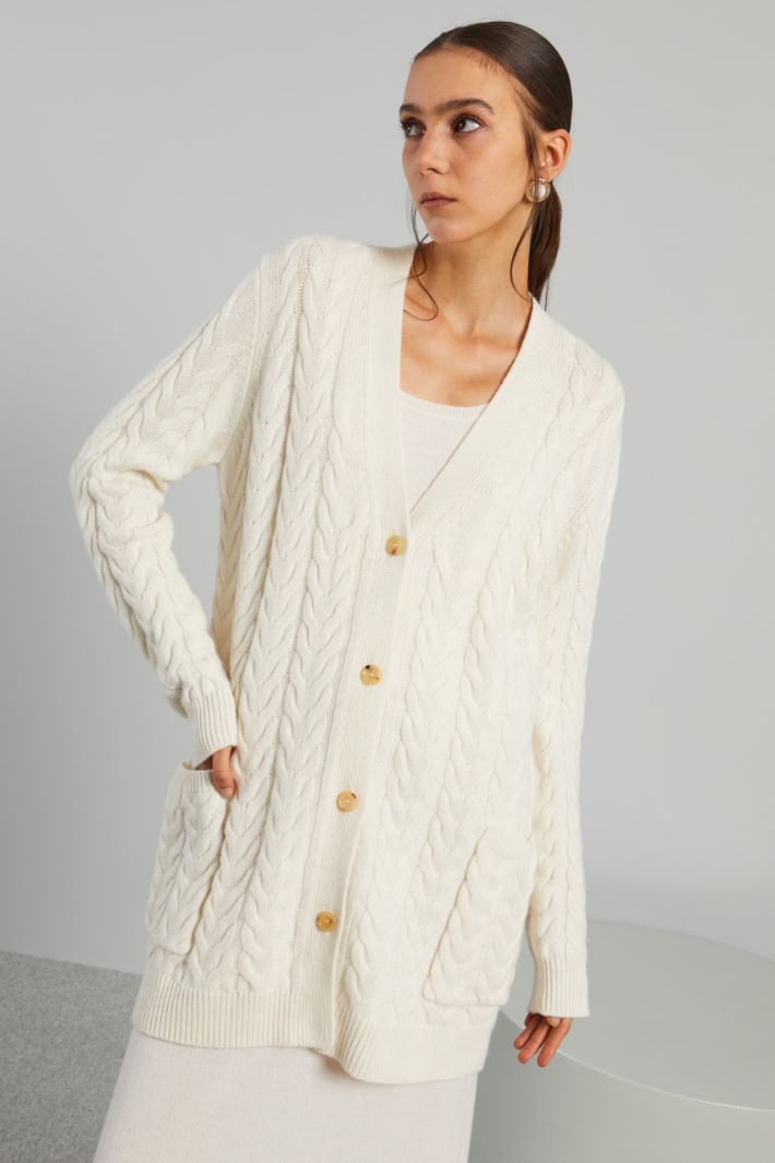 Cable-knit cashmere cardigan Intrend - 3