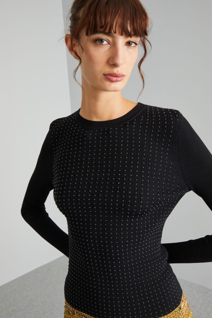 Studded rib-knit sweater Intrend - 4