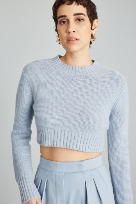 Maglia cropped in cashmere