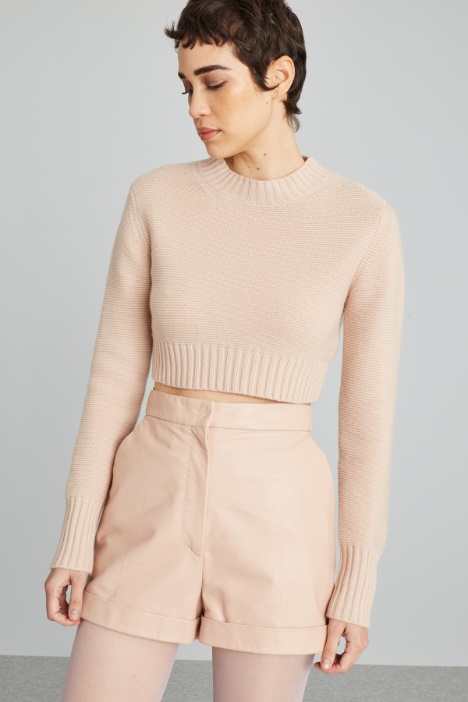 Maglia cropped in cashmere