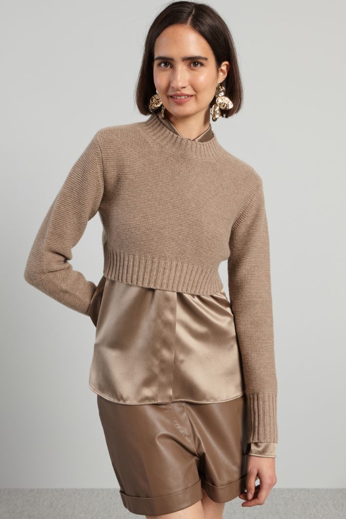 Cropped, cashmere sweater Intrend - 3