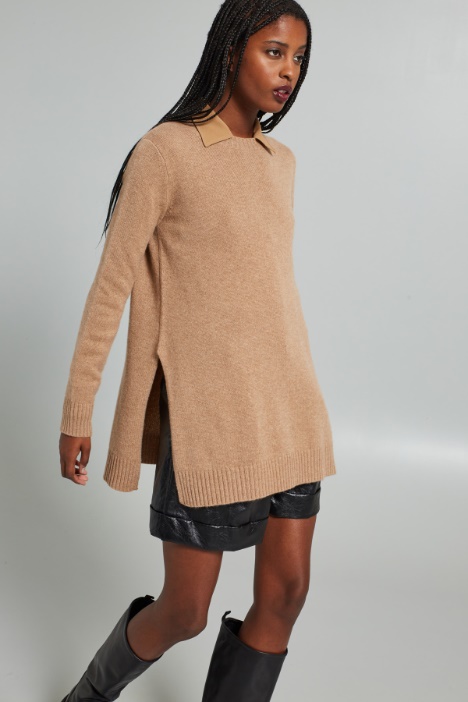 Long slit-detailed pullover Intrend