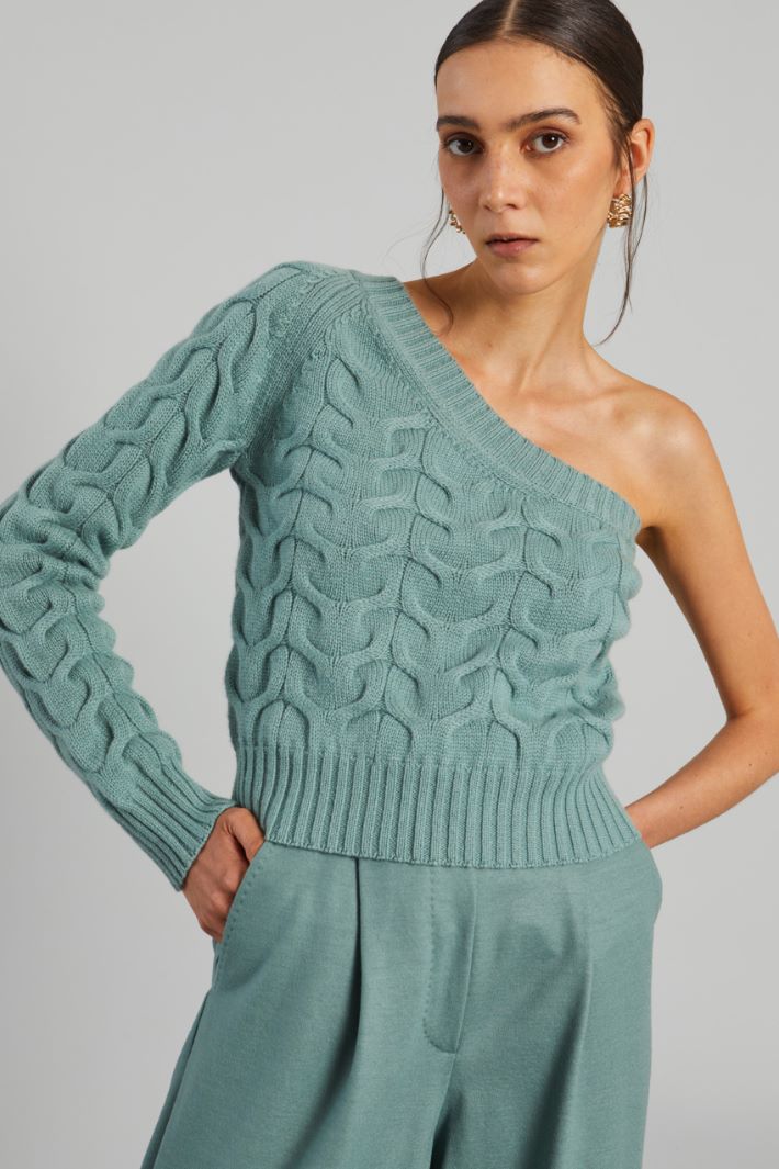 Cable-knit one-shoulder jumper Intrend - 3