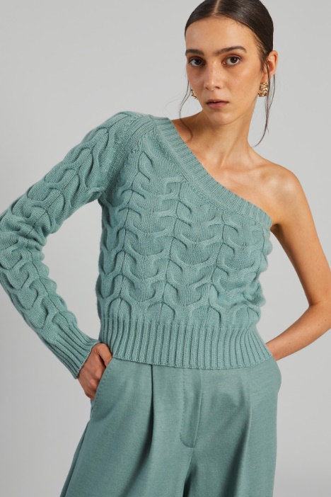 Cable-knit one-shoulder jumper Intrend