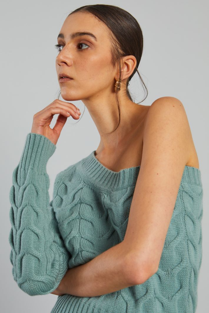 Cable-knit one-shoulder jumper Intrend - 4