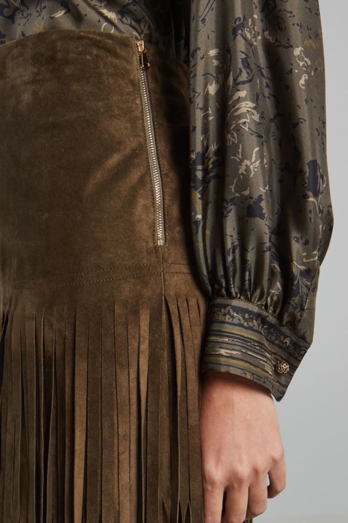 Suede skirt with fringe Intrend - 4