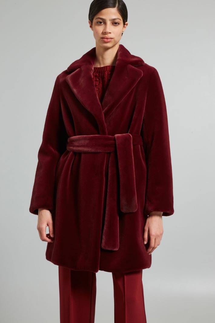 Plush coat with belt Intrend - 3