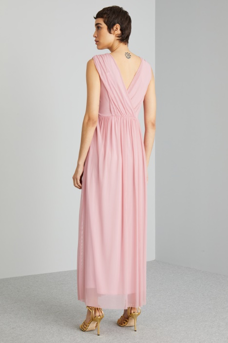 Abito in jersey tulle con cintura