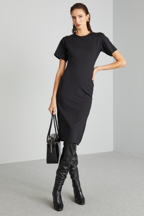 Bi-material sheath dress Intrend