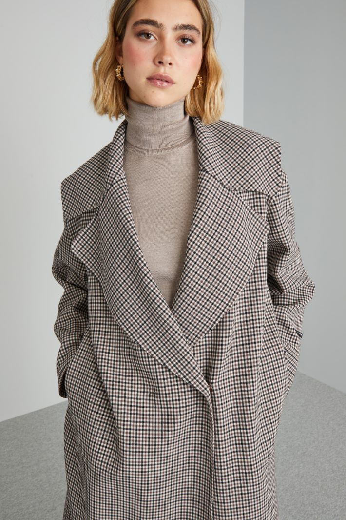 Chequered double-faced wool coat Intrend - 4