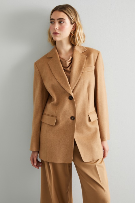 Camel broadcloth blazer jacket Intrend