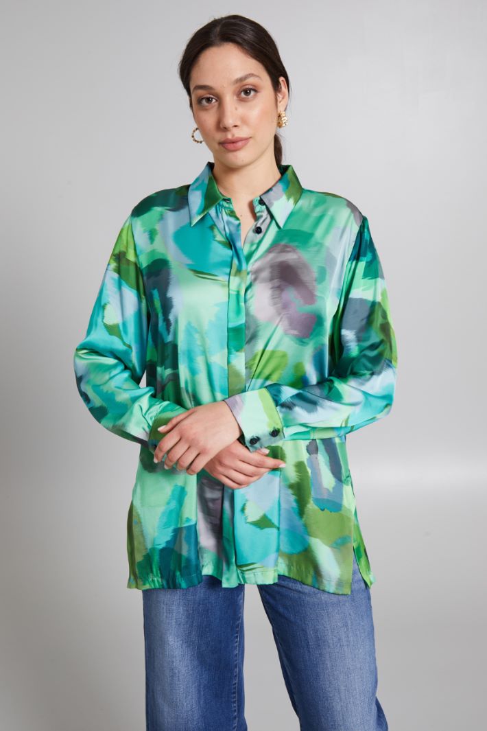 Printed satin shirt Intrend - 3