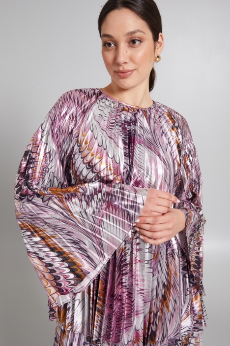 Blusa plissé in lamè