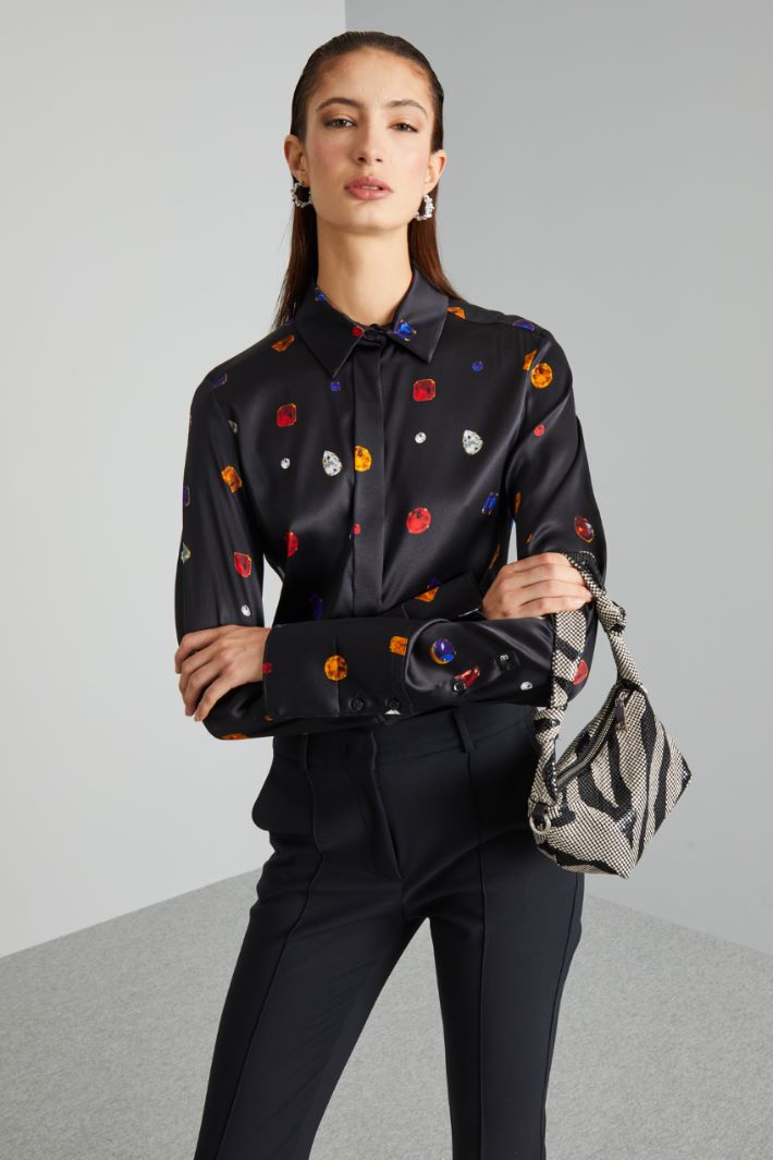 Printed satin shirt Intrend - 3