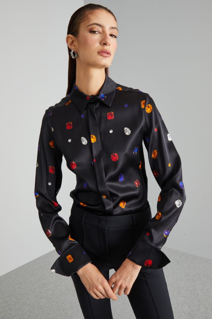 Printed satin shirt Intrend - 4