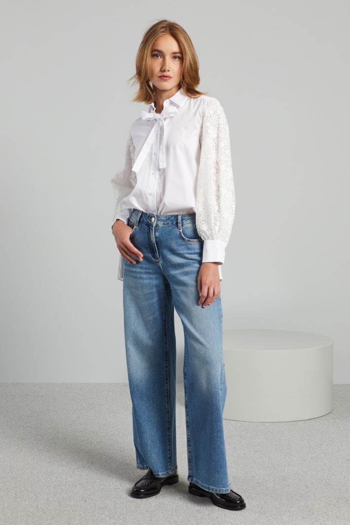 Shirt with lace sleeves Intrend