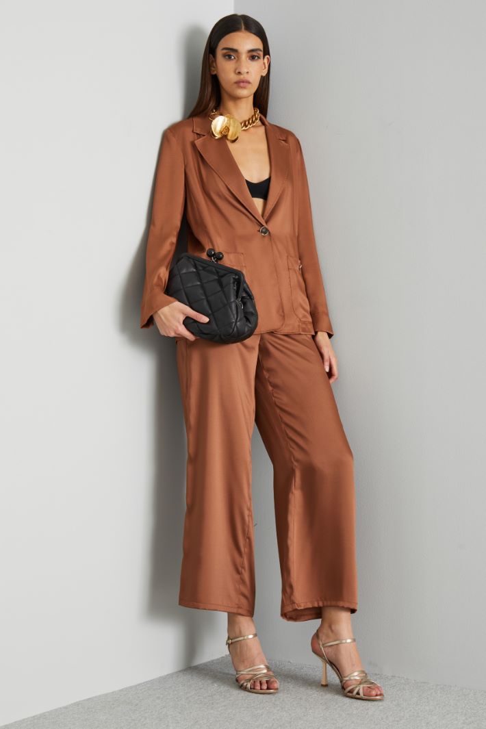 Wide-leg twill trousers  Intrend