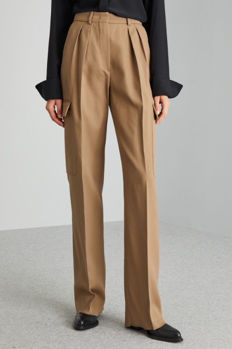 Pantalone cargo in cotone e viscosa