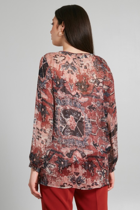 Blusa in chiffon di seta stampata