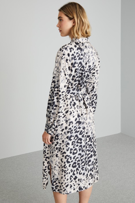 Vestido camisero de seda pura