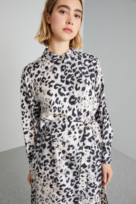 Vestido camisero de seda pura