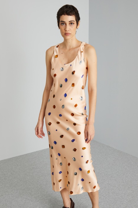 Vestido tipo camisón de satén estampado