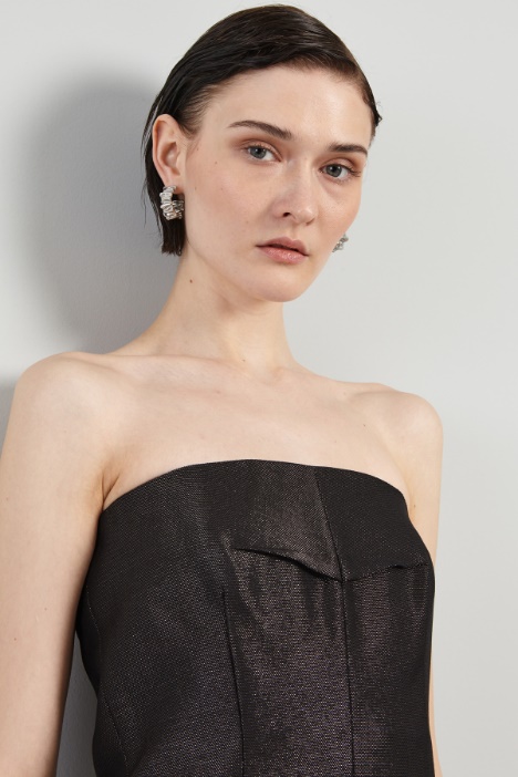 Abito bustier in tessuto lamè