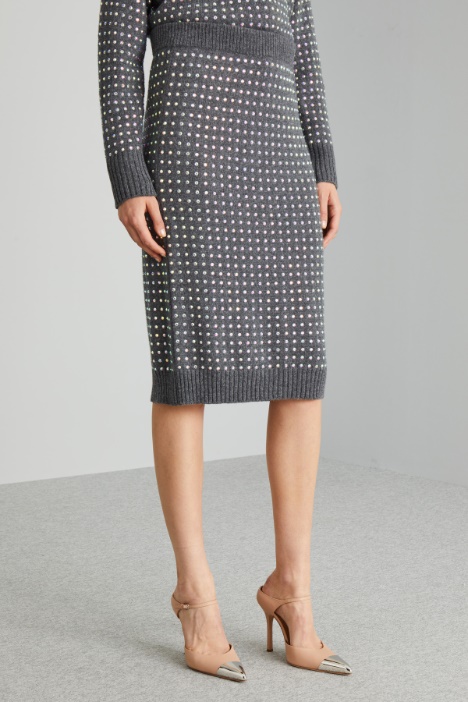 Gonna in maglia con strass