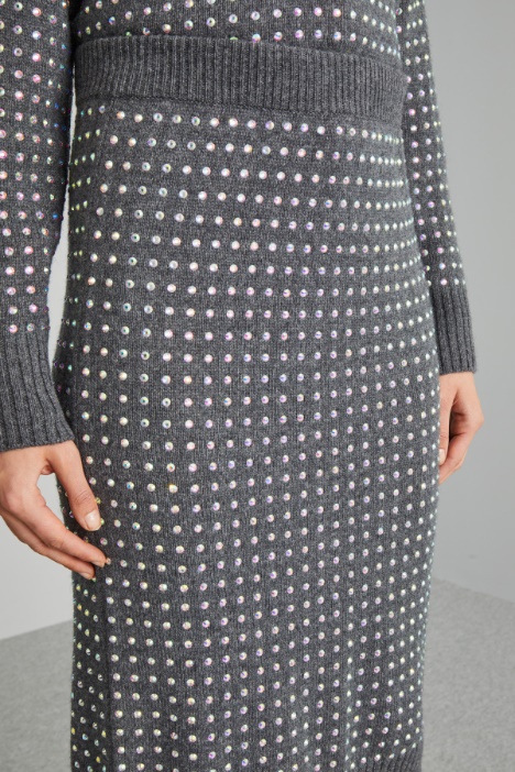 Gonna in maglia con strass